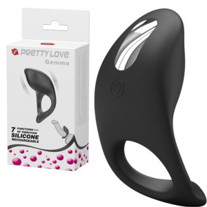 PRETTY LOVE - GEMMA USB Wibrujący pierścień erekcyjny na penisa, USB Czarny