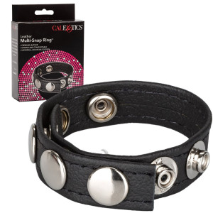 ADONIS ARES LEATHER COCKRING Pierścień uciskowy na penisa z napami, Czarny