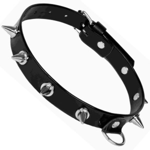 Obroża damska z ćwiekami do zabaw BDSM - Czarna - WHIPS