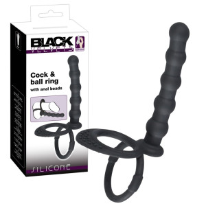 Black Velvets BV- Cock & Ball ring Kulkowy Strap-on na penisa, Czarny