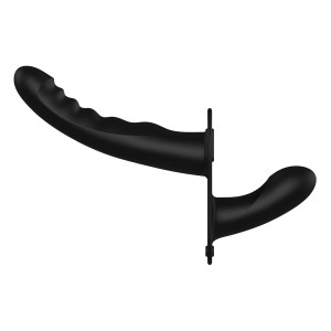 Dual Silicone Ribbed Strap-On dwustronny, Czarny