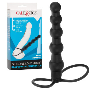 Calexotics Beaded Dual Samonośny Penetrator na penisa z silikonu, Czarny