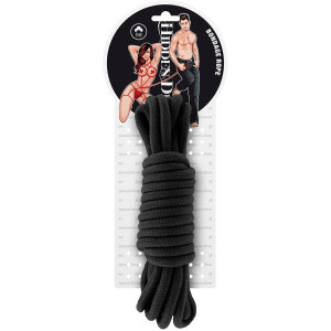 Wiązania-BONDAGE ROPE 5 METER BLACK Lina do krępowania, Czarny BDSM