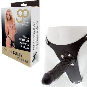 GP SMALL STRAP ON HARNESS & DILDO Czarny Strap-On z uprzężą
