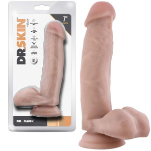 DR. MARK 7 - Realistyczne dildo z jądrami i przyssawką, Beżowe PVC