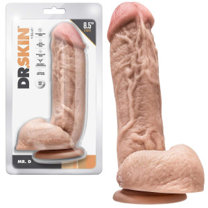 MR. D 8.5' - Realistyczne grube dildo z wyraźnymi żyłami - przyssawka, Beżowe PVC