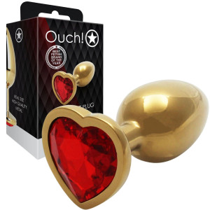 Heart Gem Butt Plug - Small - Aluminiowy korek analny z diamencikiem, Złoty