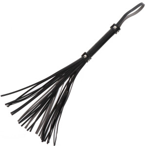 Czarny skórzany pejcz do zabaw BDSM - duży - WHIPS