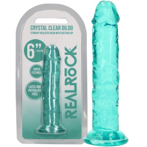 Straight Realistic Dildo with Suction Cup - 6'' / 14,5 - Realistyczne przezroczyste dildo z przyssawką, Zielone