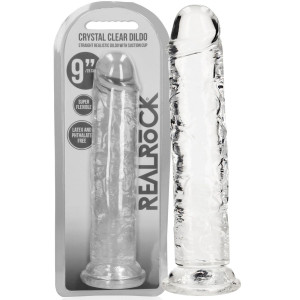 Straight Dildo - 9'' / 23  - Realistyczne przezroczyste dildo z przyssawką, Przezroczyste