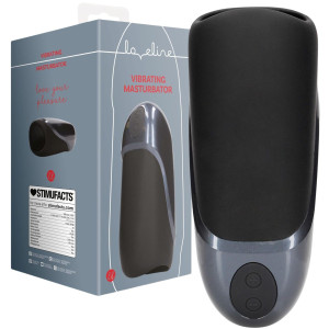 Masturbator Sleeve - Licorice Black - Profesjonalny wibrujący masturbator z wypustkami na USB, Czarny
