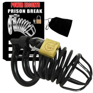 Prison BReak black small 40 mm - Stalowa klatka na penisa z kłódką