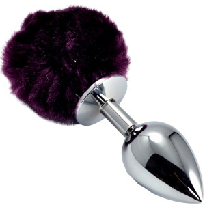 Pompon Metal Plug Large - Korek analny z ogonkiem, Fioletowy - Lovetoy