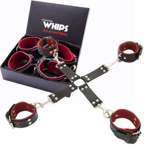WHIPS Krzyżak kajdanki na ręce i nogi, Czerwony BDSM
