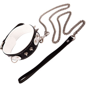 Ćwiekowana obroża ze smyczą do zabaw BDSM - skórzana - WHIPS