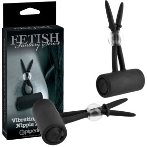 Wibrujące klamry na sutki do stymulacji - biżuteria BDSM - Czarne - Fetish Fantasy