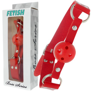 Knebel kulkowy z otworami - klasyczny - Czerwony - Fetish Boss Series