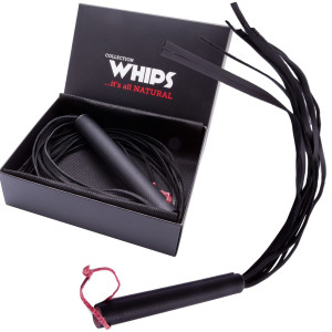 Czarny pejcz do zabaw BDSM i dominacji - skórzany - WHIPS