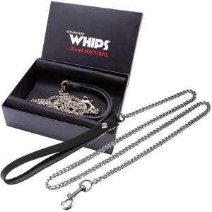 Klasyczna smycz z łańcuszkiem do obroży - krótka - Czarna - WHIPS