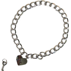 Obroża w kształcie łańcuszka z kłódką na kluczyk - biżuteria BDSM - metalowa - Lola Toys