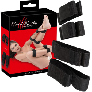 BK Arm & leg restrai Pasy do krępowania nóg i rąk, Czarny BDSM