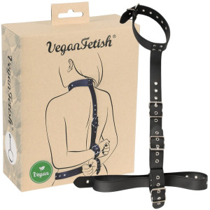 Neck-Wrist Restraint Vegan Uprząż, Czarny BDSM