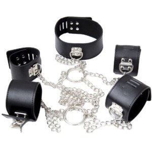 Costrittivo Chain Hogtie black Kajdanki z obrożą, Czarny BDSM