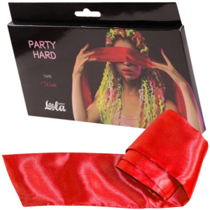 Tape Party Hard Wink Red Wstążka do erotycznych zabaw, Czerwony BDSM
