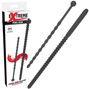 Ribbed Penis Dilator Set 2 pcs Black Dilatory, Czarny BDSM