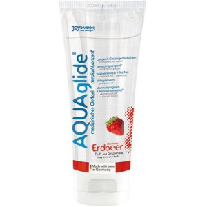 Lubrykant na bazie wody - AQUAglide Strawberry 100 ml - o smaku truskawkowym - Joy Division