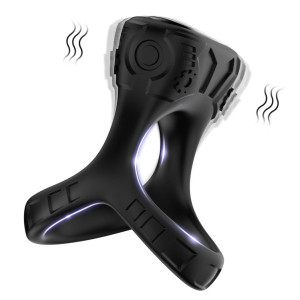Czarny pierścień erekcyjny Mechay z wibracjami, USB Silikonowy Boss Series