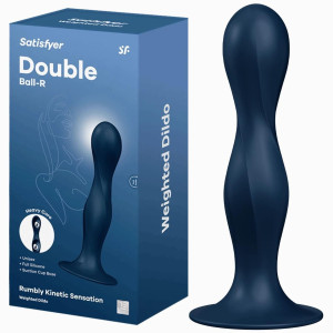 Niebieskie dildo z kulkami grawitacyjnymi Double Ball-R, Silikonowe Satisfyer