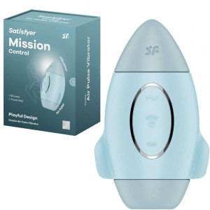 Niebieski wibrator ciśnieniowy Mission Control stymulujący łechtaczkę - USB - Satisfyer