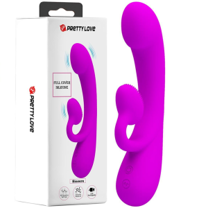 Fioletowy wibrator z króliczkiem do stymulacji punktu G, USB Silikonowy - Pretty Love
