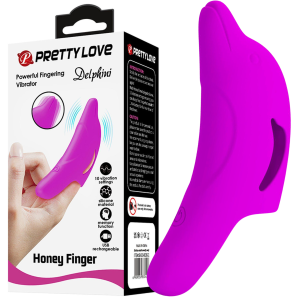 Stymulator łechtaczkowy na palec - Delphini - z wibracjami, USB, Fioletowy Pretty Love