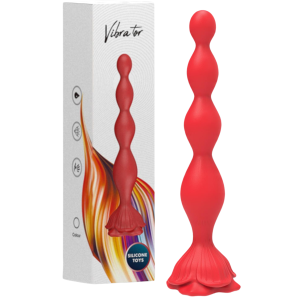 Czerwona sonda analna z wibracjami - Rosestick Red - USB, Silikonowa - Boss Series
