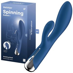 Wibrator z króliczkiem - Spinning Rabbit 1 - USB, Silikonowy Nieieski - Satisfyer