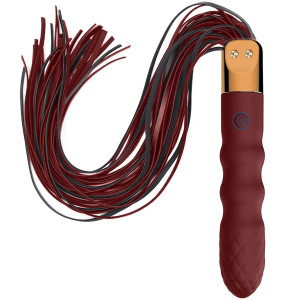 Bordowy wibrator z pejczem - na USB, Silikonowy - Boss Series