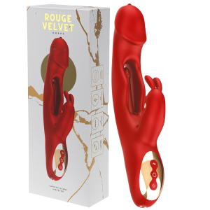Czerwony wibrator z króliczkiem - Ombra - stymulujący punkt G, USB Silikonowy - Rouge Velvet