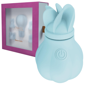 Niebieski stymulator łechtaczki - Caress Blue - z zestawem wymiennych końcówek, USB Silikonowy - Adrien Lastic