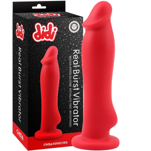 Czerwony wibrator realistyczny - Real Burst - na przyssawce, USB Silikonowy - CHISA