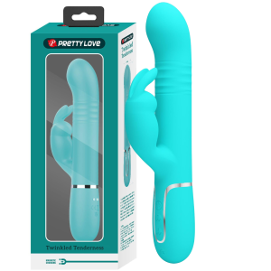 Wibrator z króliczkiem z funkcją ruchów obrotowych i posuwistych, USB Silikonowy - Pretty Love