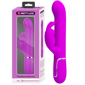 Wibrator z króliczkiem z funkcją ruchów obrotowych i posuwistych, USB Silikonowy - Pretty Love