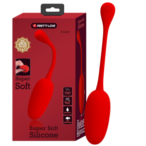 Czerwone wibrujące jajeczko - KNUCKER - na USB, Silikonowe - PRETTY LOVE
