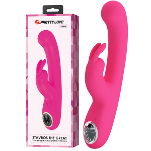Różowy wibrator z króliczkiem - Lamar - stymulujący punkt G, USB Silikonowy - PRETTY LOVE