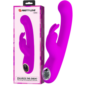 Fioletowy wibrator z króliczkiem - Lamar - stymulujący punkt G, USB Silikonowy - PRETTY LOVE
