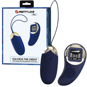 Granatowe wibrujące jajeczko - Mina - na pilota bezprzewodowego, USB - PRETTY LOVE