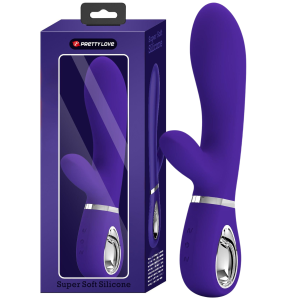 Fioletowy wibrator z króliczkiem - THOMAS - stymulujący punkt G, USB - PRETTY LOVE