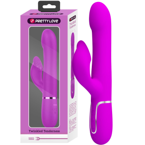Różowy wibrator z króliczkiem - Twinkled Tenderness - z funkcją ruchów posuwistych, USB - PRETTY LOVE