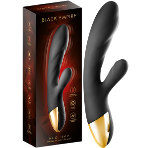 Wibrator z króliczkiem - HEAT MY QUEEN 2 - z funkcja podgrzewania, USB - BLACK EMPIRE